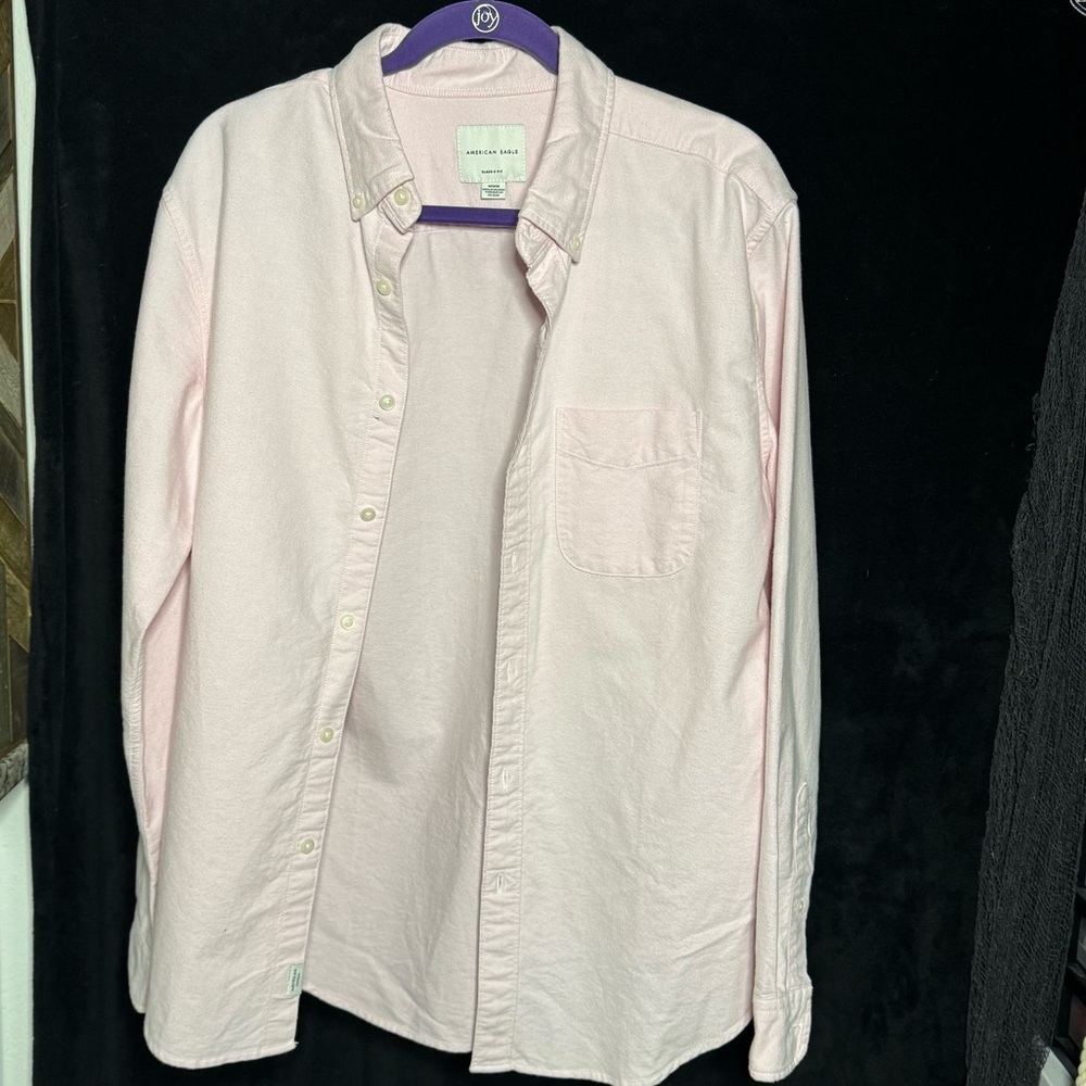 American Eagle Outfitters Light Pink Casual Button-Down Shirt